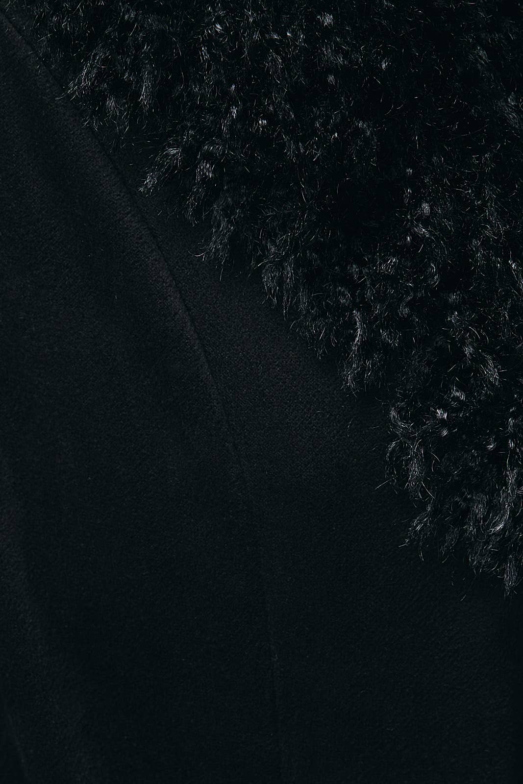 Sunday Edition by LE LIS - LONG SLEEVE FAUX FUR DETAILED SUEDE JACKET: Black