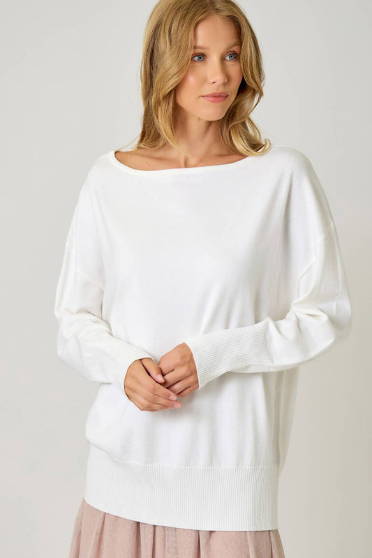 Mystree - Off Shoulder Sweater Top In Ivory