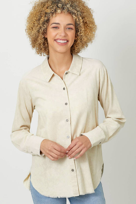 Washed Corduroy Shirt in Oatmeal