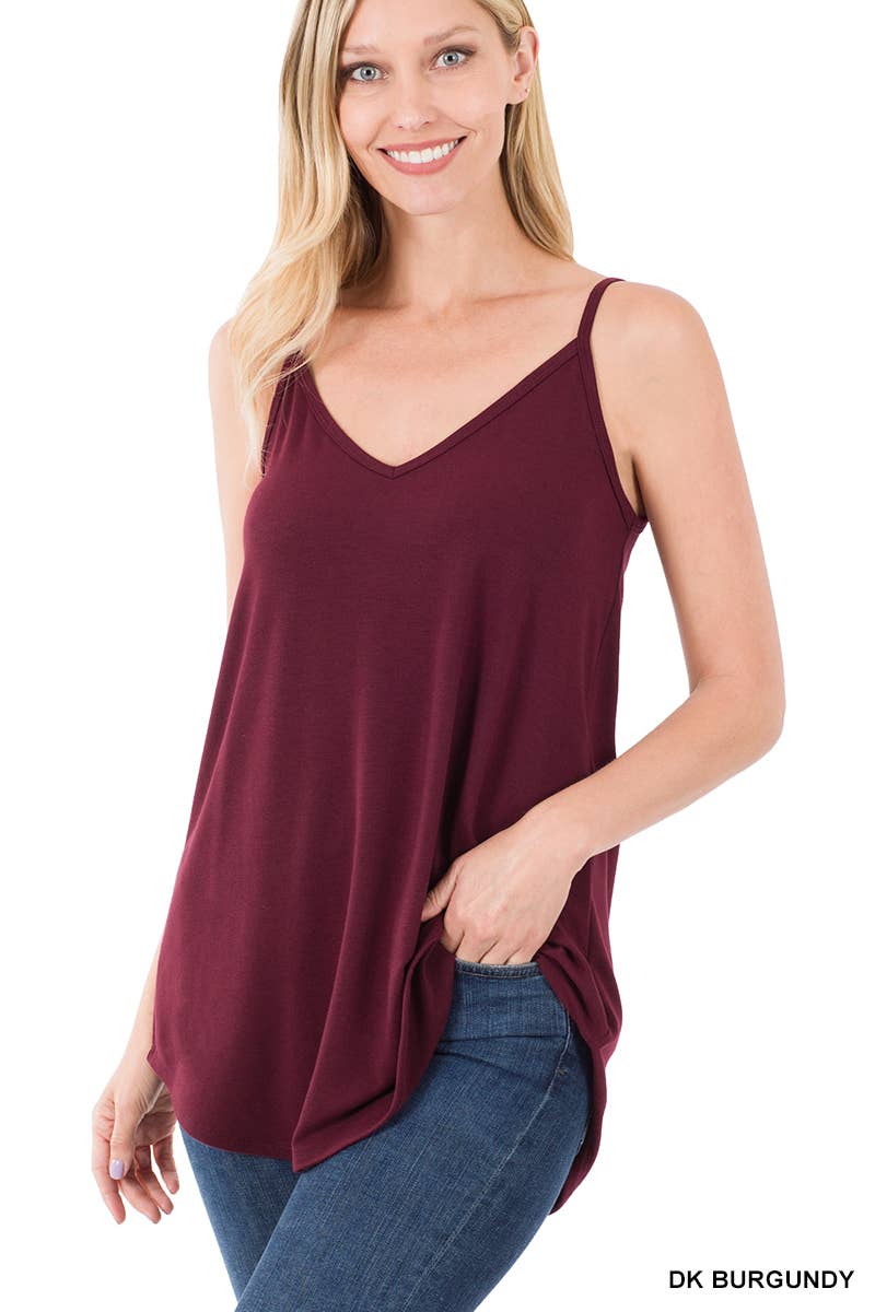 Front And Back Reversible Spaghetti Cami Multiple Colors