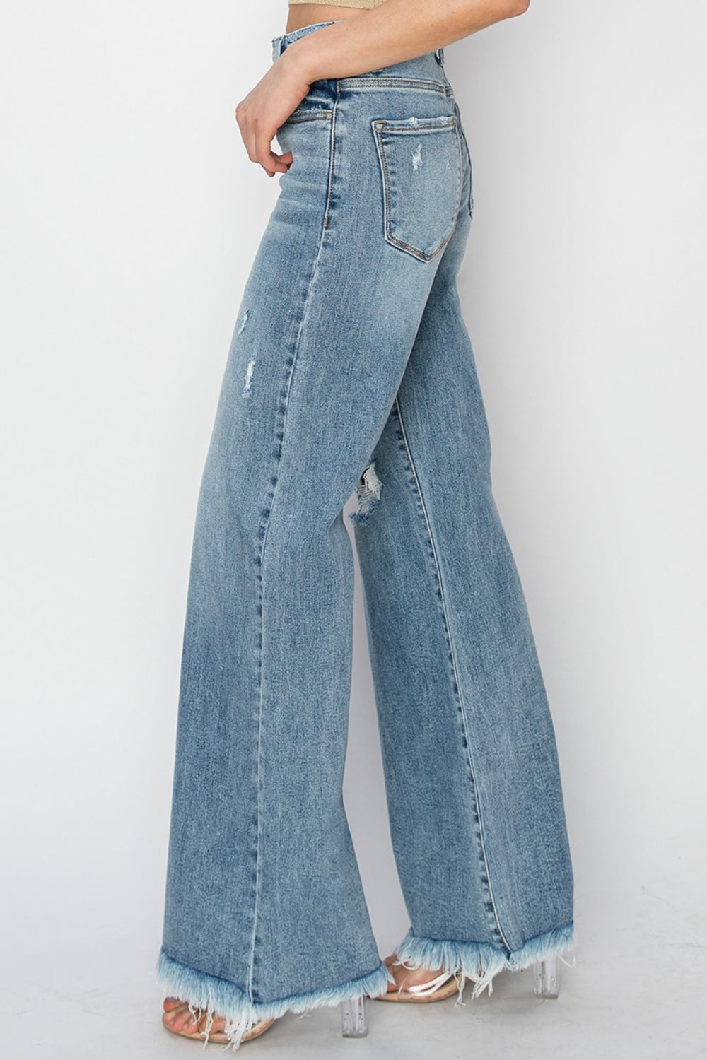 ONLINE ONLY! RISEN Mid Rise Button Fly Wide Leg Jeans