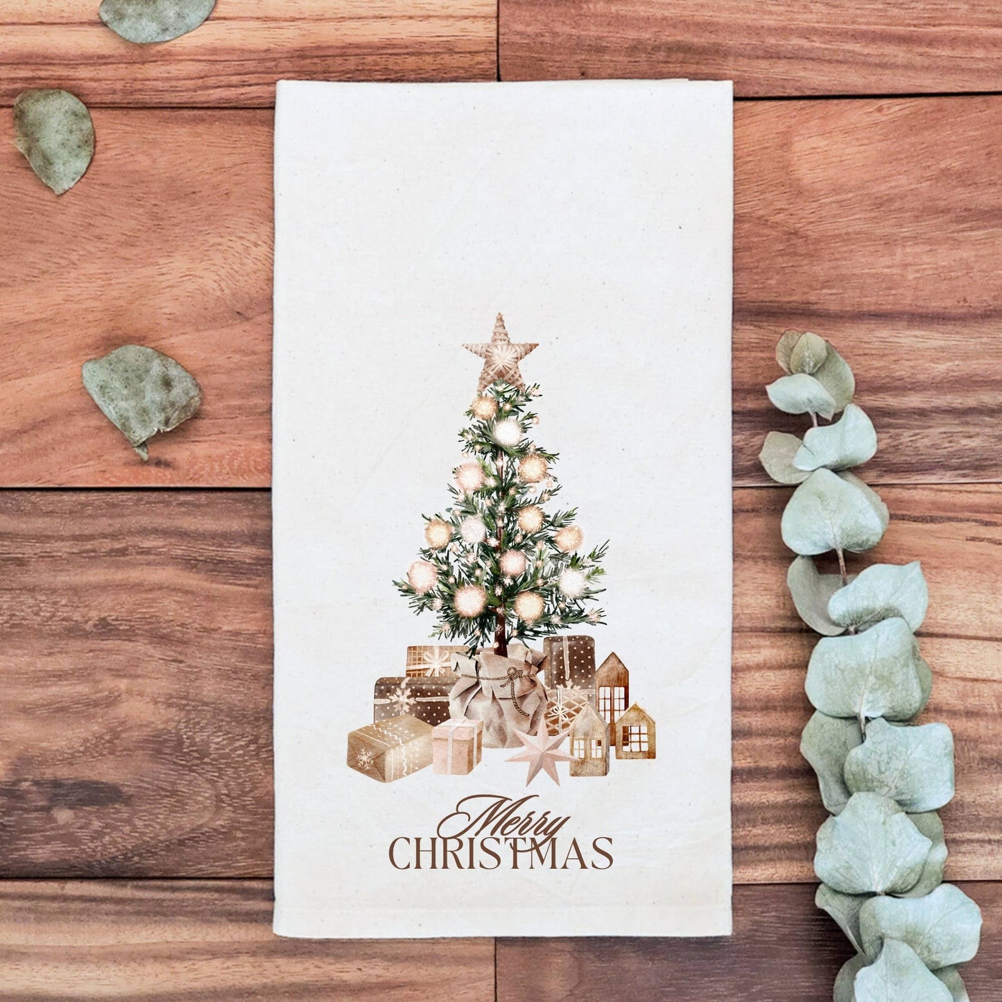 KORISSA - Handmade Cotton Tea Towel - Festive Christmas Tree