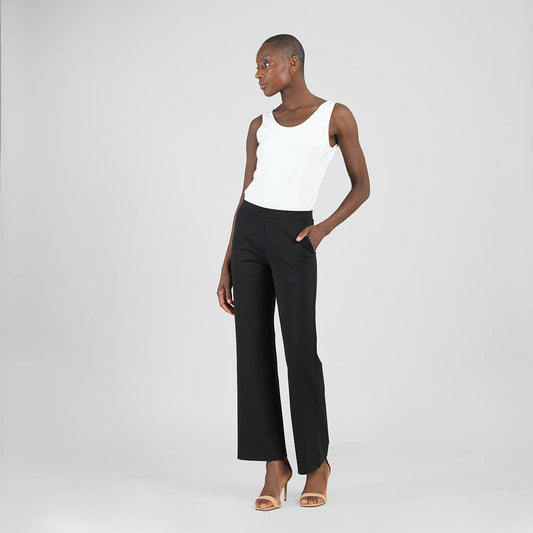 Clara Sunwoo - Rayon-Ponte Knit - Loose Leg Pocket Pant: Black