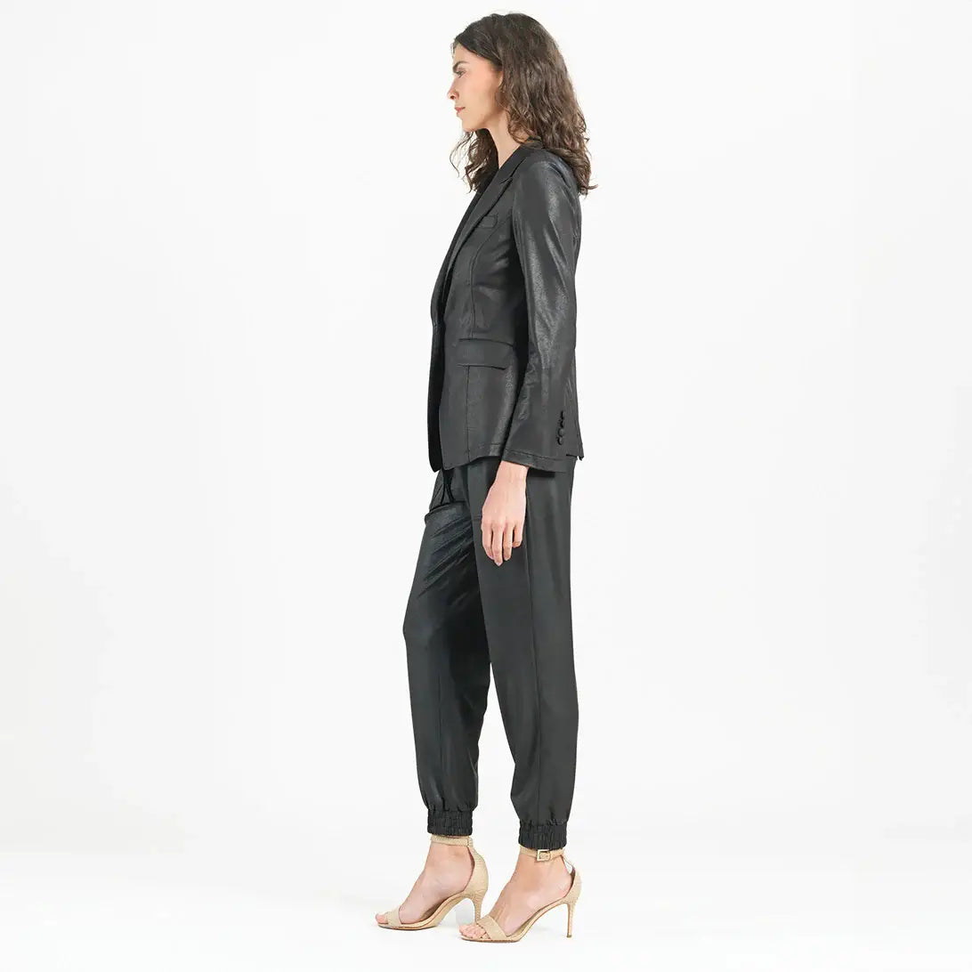 Clara Sunwoo - JK124 - Liquid Leather ™ Signature Pocket Blazer: Black / S