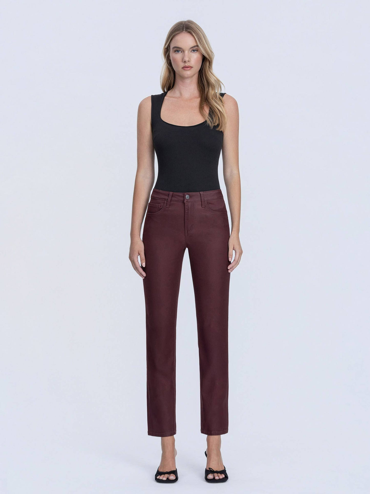 VERVET by FLYING MONKEY - HIGH RISE WINE COLOR SLIM STRAIGHT JEANS