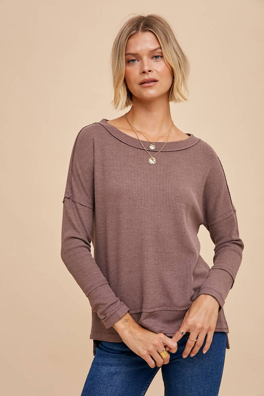 In Loom - BABY THERMAL KNIT WITH RAW EDGE HEM: MOCHA