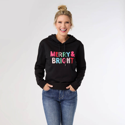 COCO + CARMEN - Merry & Bright Hooded Sweatshirt - Christmas: Black