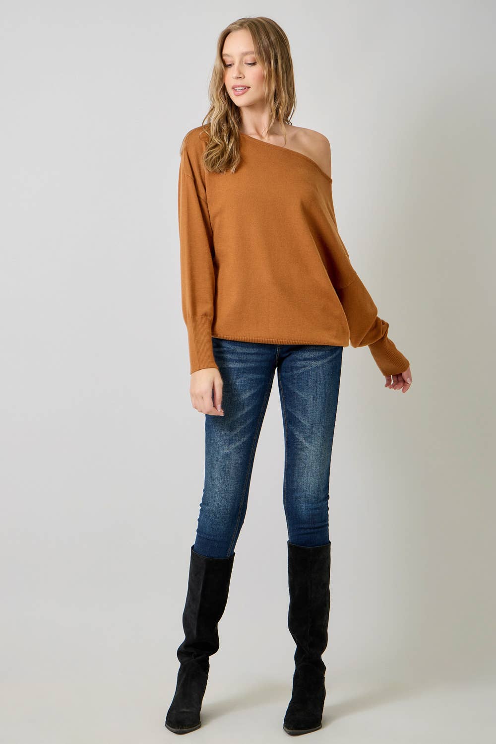 Mystree - Off Shoulder Sweater Top In Ivory