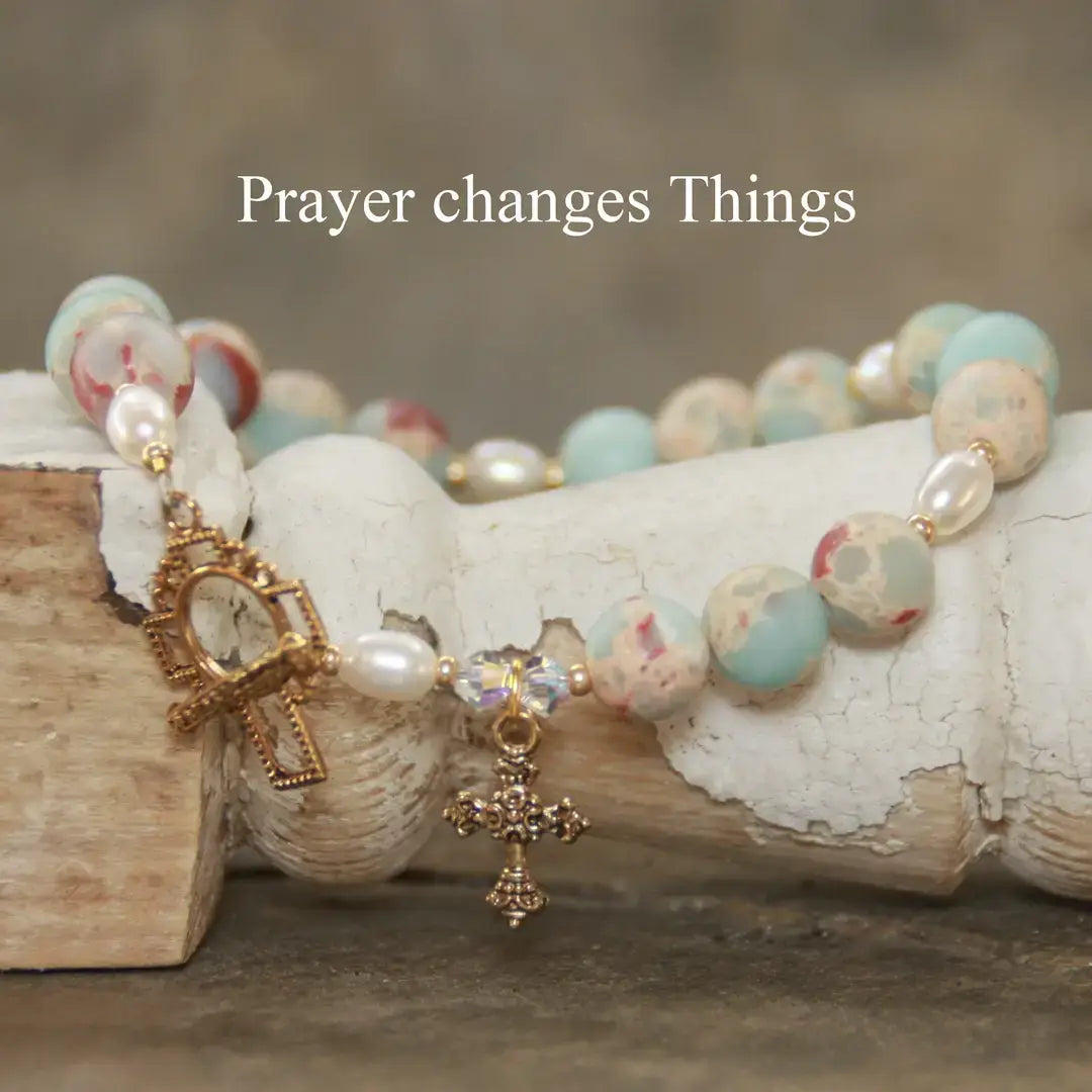 Inspirational Jewels316 - Prayer Changes Things Gemstone Scripture Bracelet