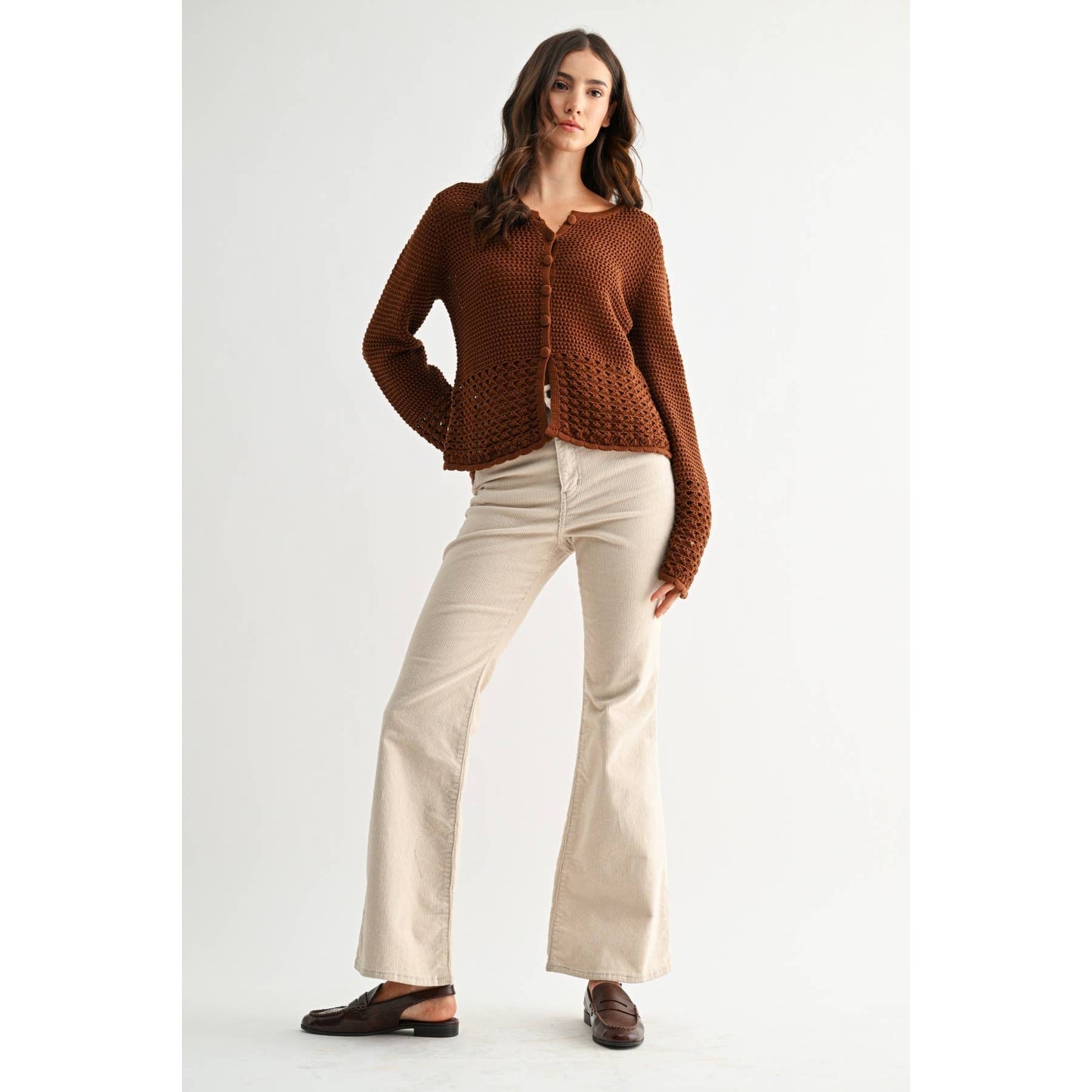Camellia - BROWN CROCHET CARDIGAN: BROWN