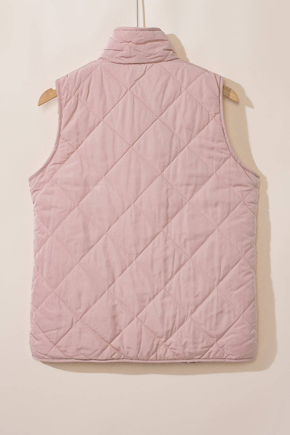 Lillian Fleece Lined Quilted Vest: Pink