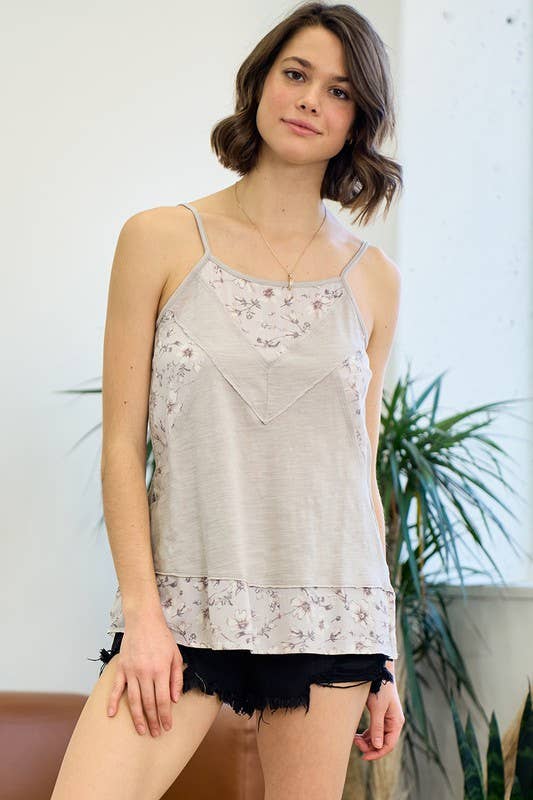 Doe and Rae - Patchwork Top - Grey Blossom