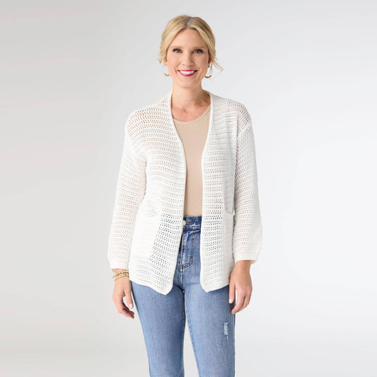 COCO + CARMEN - Tiara Open Weave Short Cardigan: White