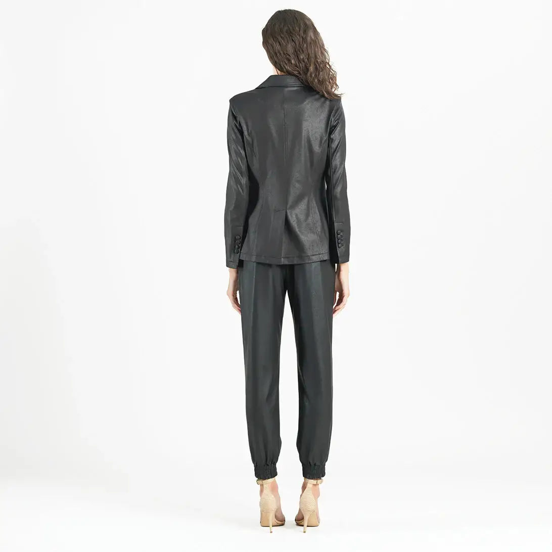 Clara Sunwoo - JK124 - Liquid Leather ™ Signature Pocket Blazer: Black / S