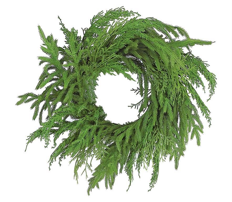 Select Artificials, Inc. - Deluxe Mix Norfolk Pine &, Cedar Wreath, 26", Green