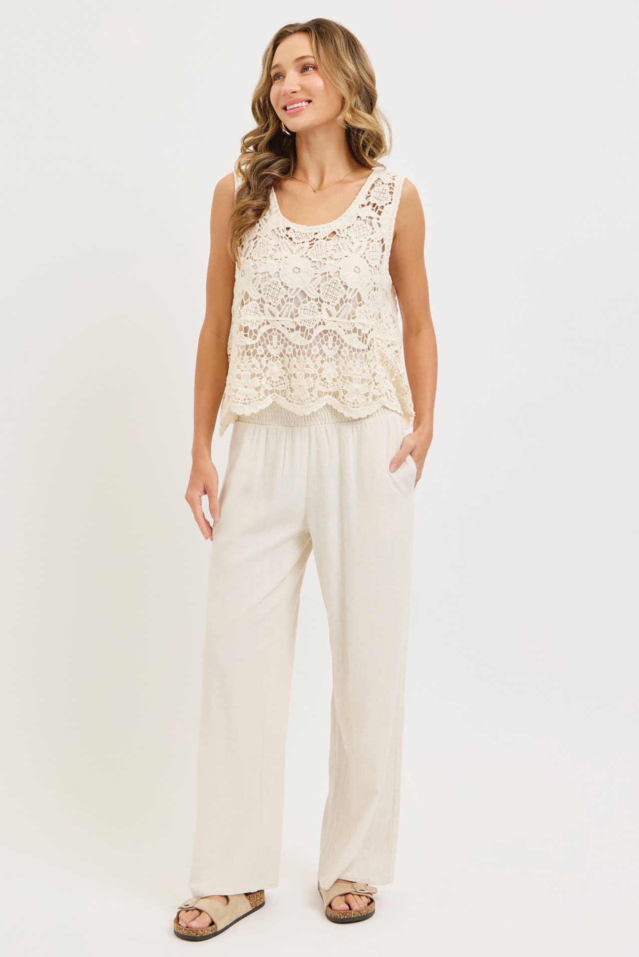 CROCHET LACE TANK TOP in NATURAL