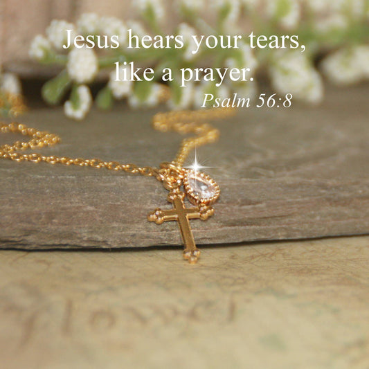 Inspirational Jewels316 - Jesus hears your tears like a Prayer Necklace