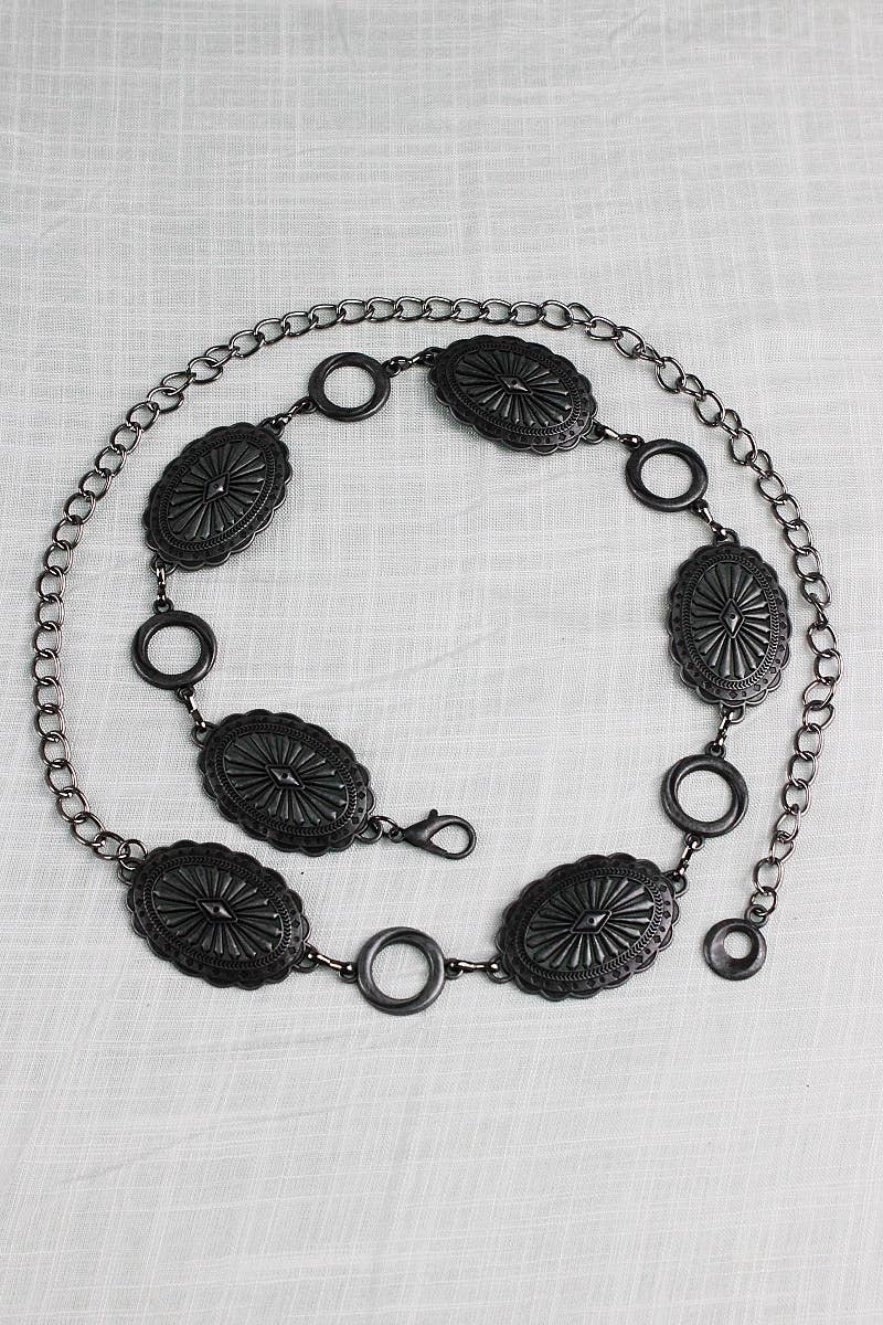 Leto Accessories - Western Chain Belt – Interlocking Oval & O-Ring Design: Autique Gold