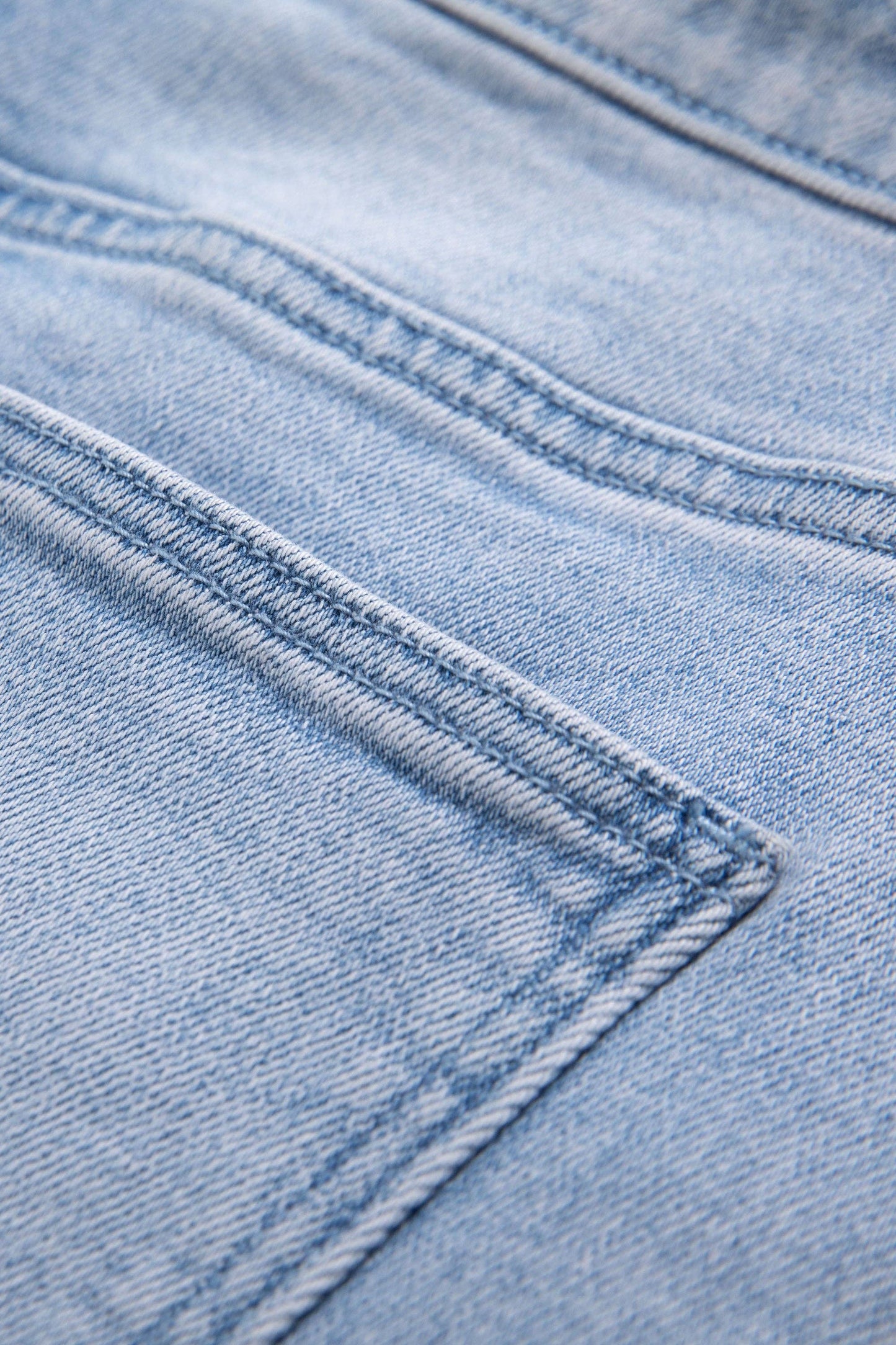 BAYEAS - HIGH RISE DRAWSTRING DENIM JEANS WITH FINISHED HEM LIGHT BLUE