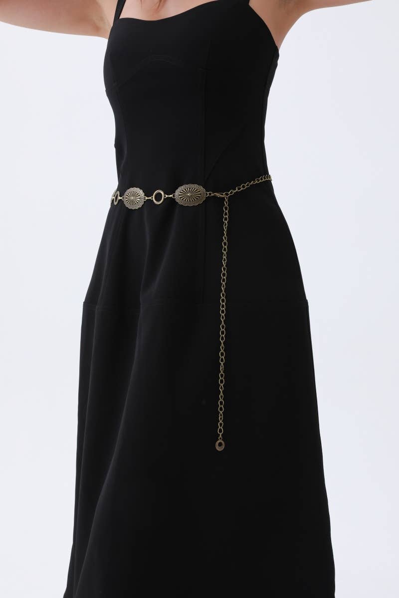 Leto Accessories - Western Chain Belt – Interlocking Oval & O-Ring Design: Autique Gold