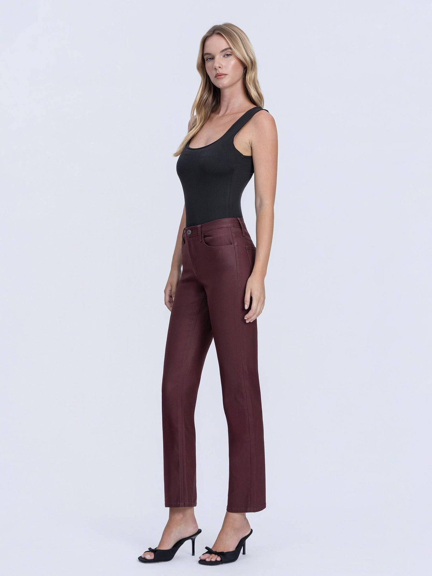 VERVET by FLYING MONKEY - HIGH RISE WINE COLOR SLIM STRAIGHT JEANS