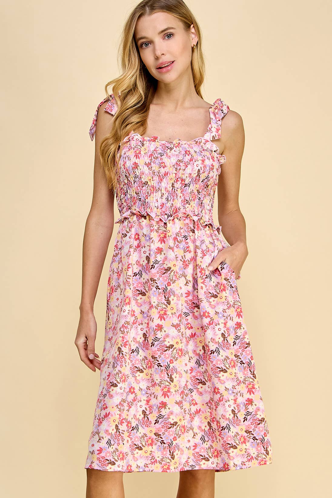 Winslow Collection - SMOCKED TOP MIDI DRESS Floral