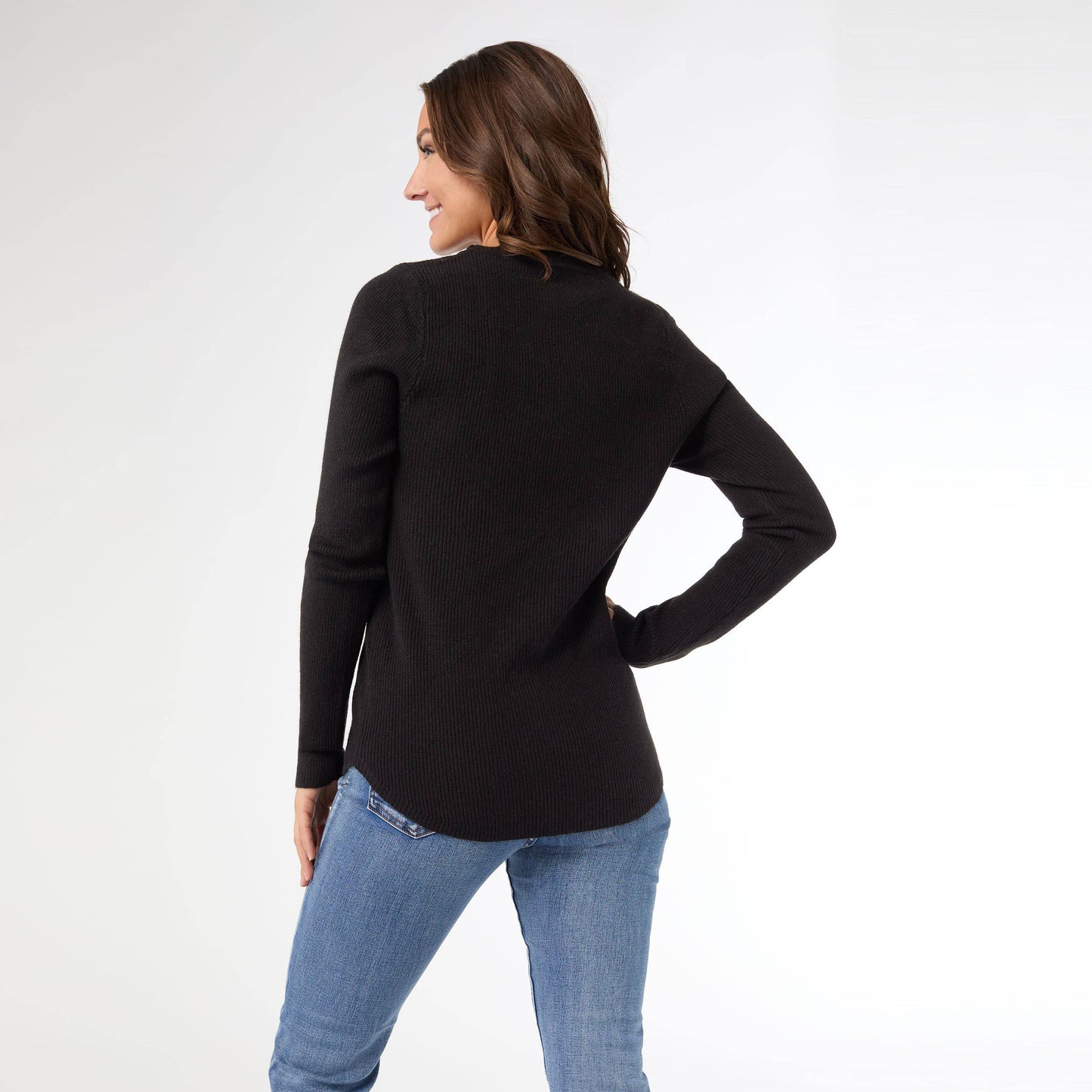 COCO + CARMEN - Kym Soft Henley Top with Buttons - Black Only