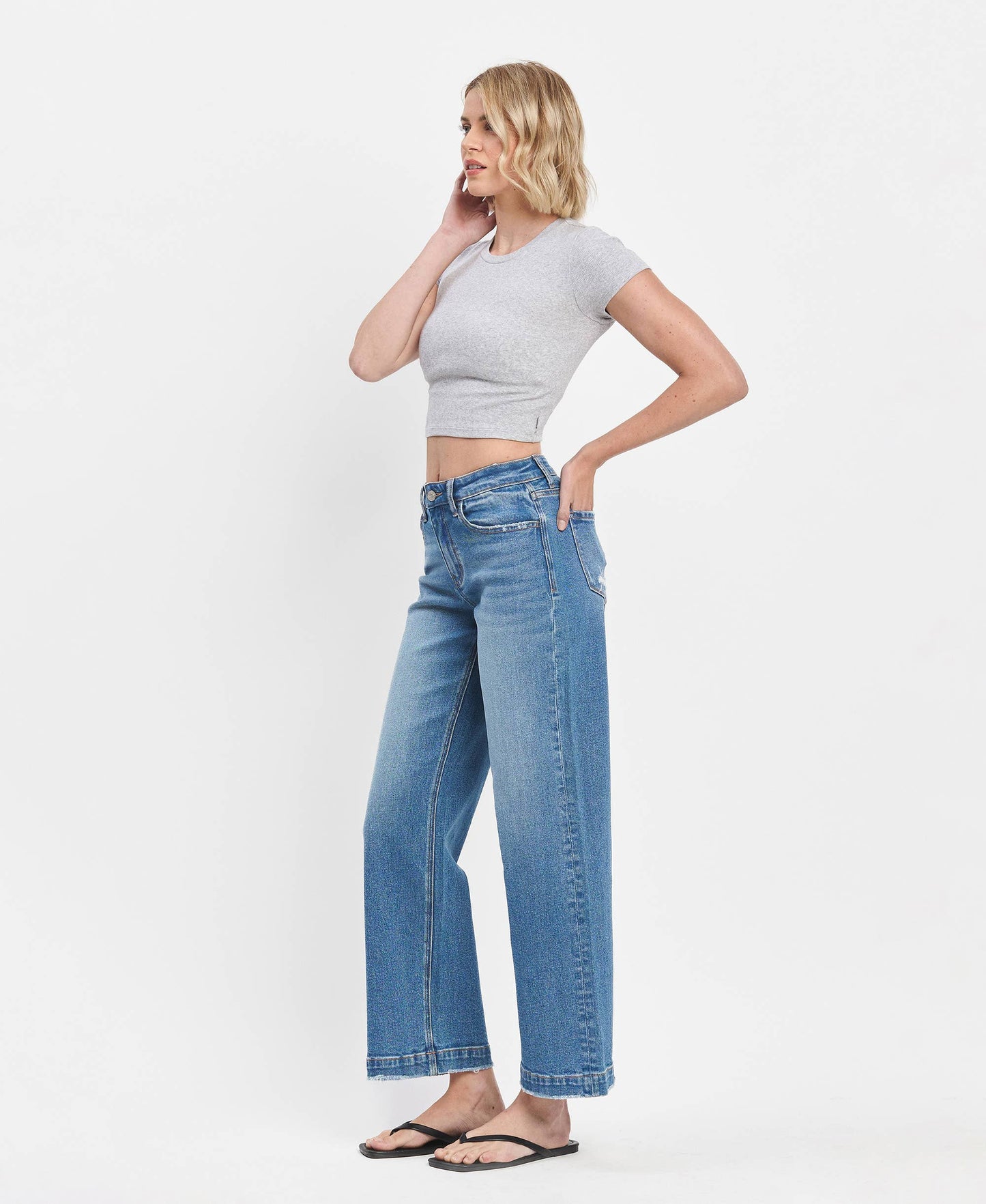 Lovervet by VERVET - HIGH RISE TROUSER WIDE JEANS IMPROVE