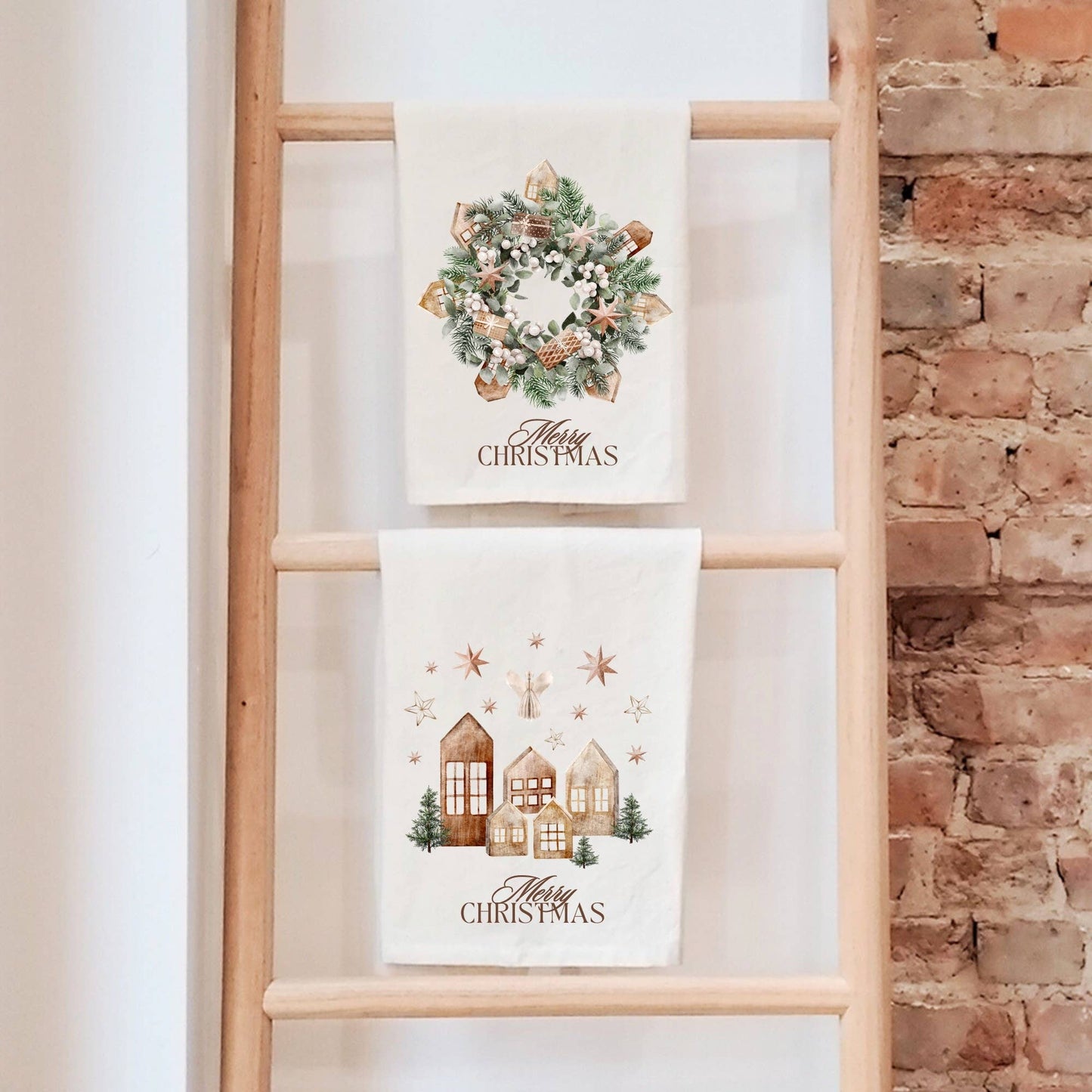 KORISSA - Handmade Cotton Tea Towel - Festive Christmas Tree