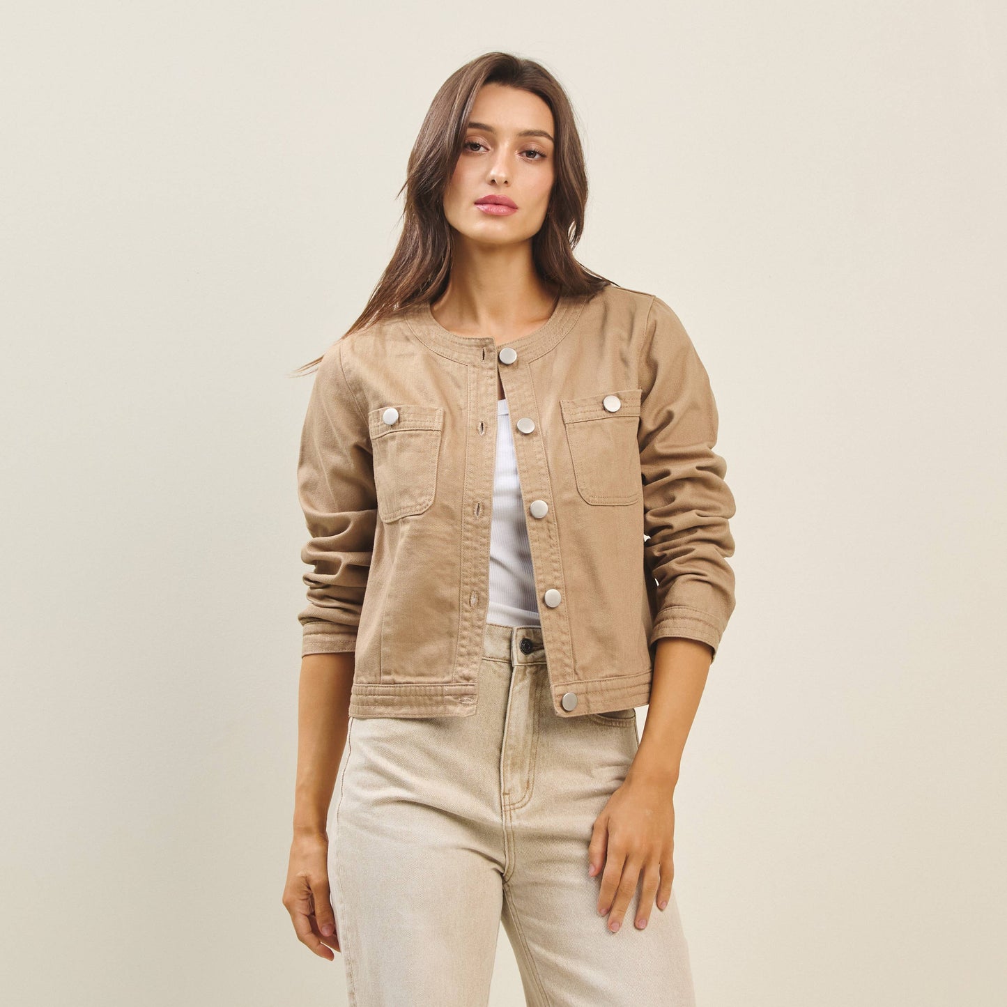 Able - Colored denim twill jacket: OLIVE