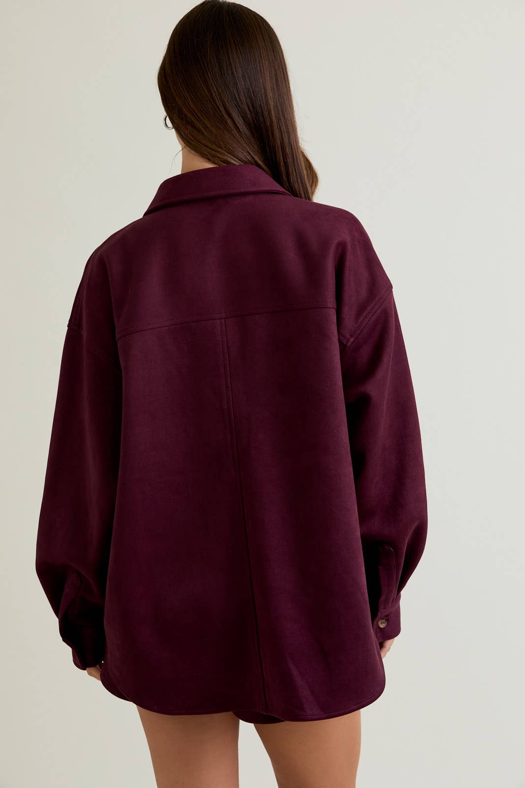 LE LIS - LONG SLEEVE COLLARED OVERSIZED SUEDE SHACKET