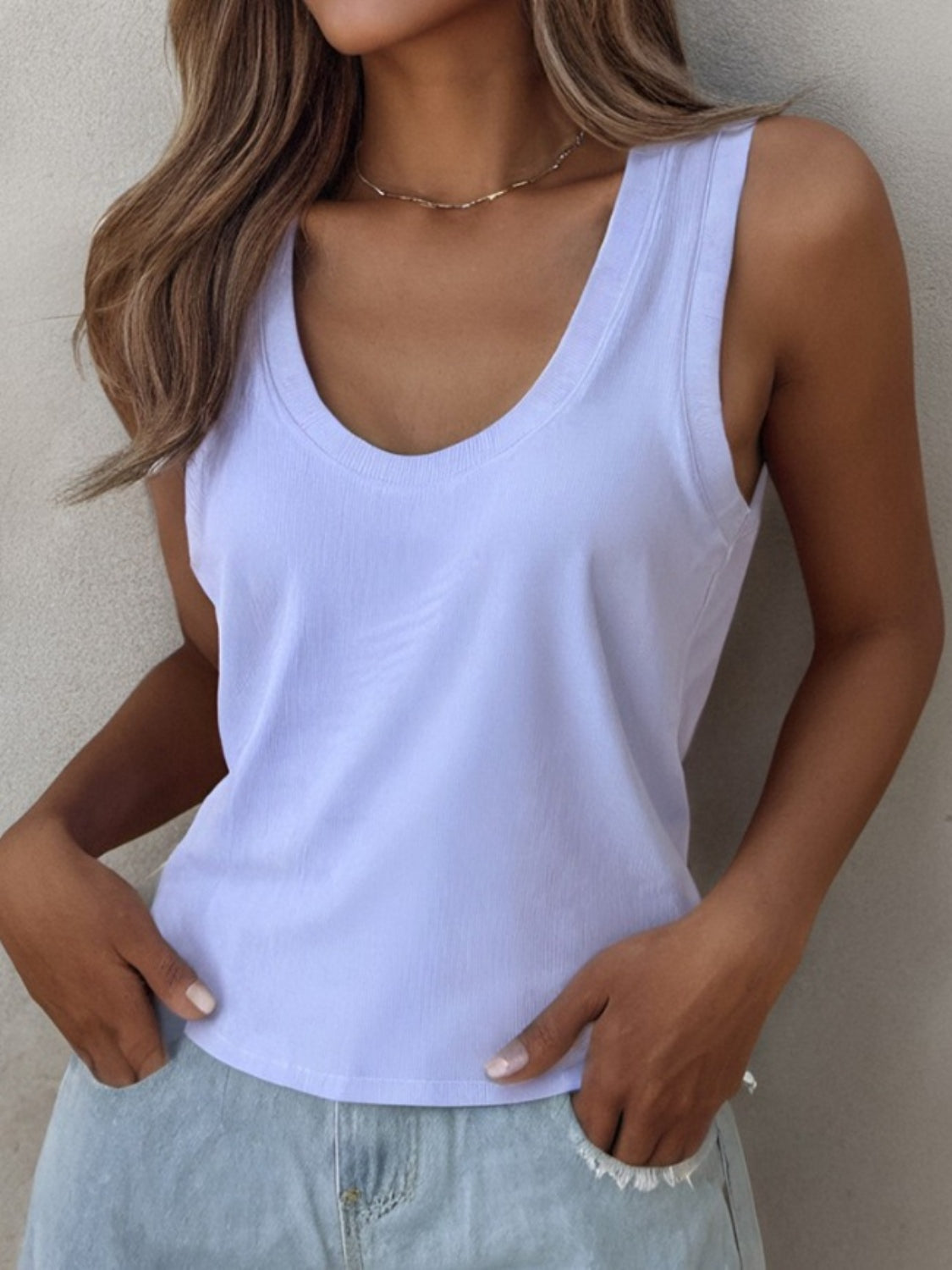 ONLINE ONLY! Solid Scoop Neck Tank