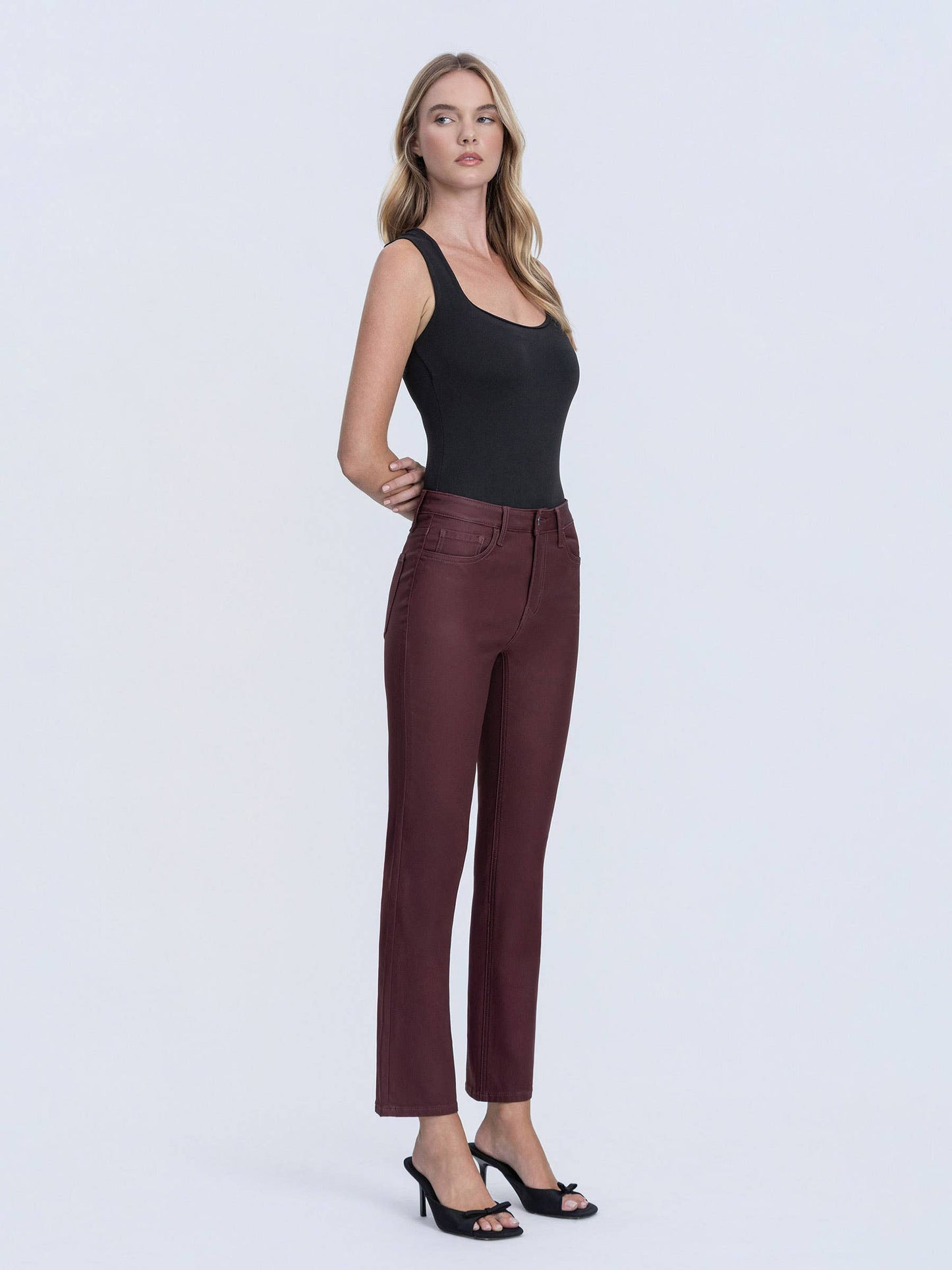 VERVET by FLYING MONKEY - HIGH RISE WINE COLOR SLIM STRAIGHT JEANS