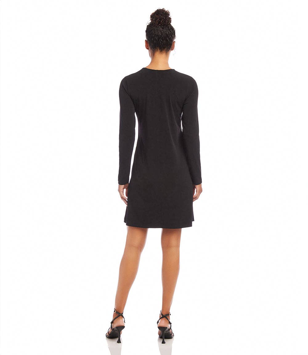 Karen Kane - Long Sleeve Travel Jersey Dress in Black