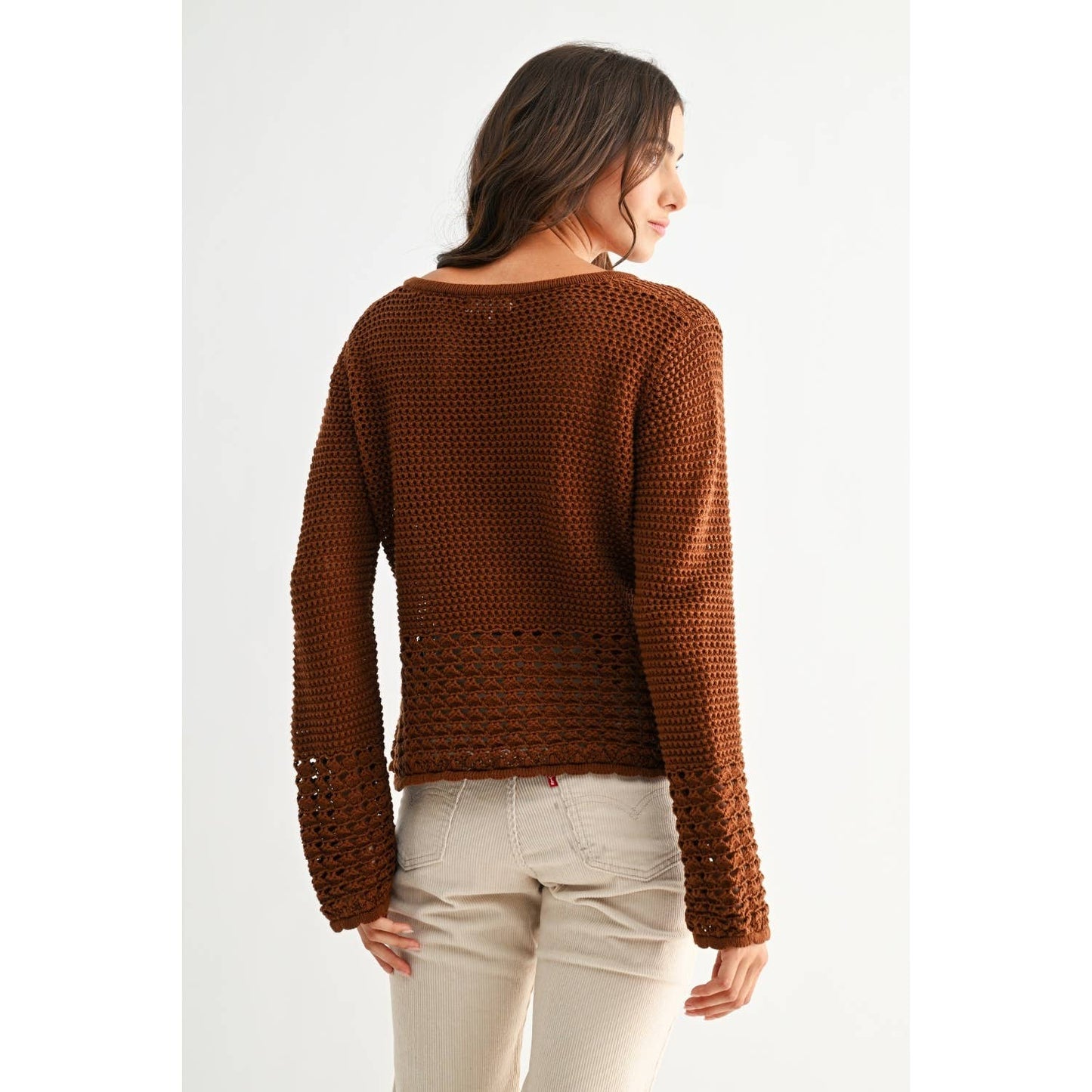 Camellia - BROWN CROCHET CARDIGAN: BROWN