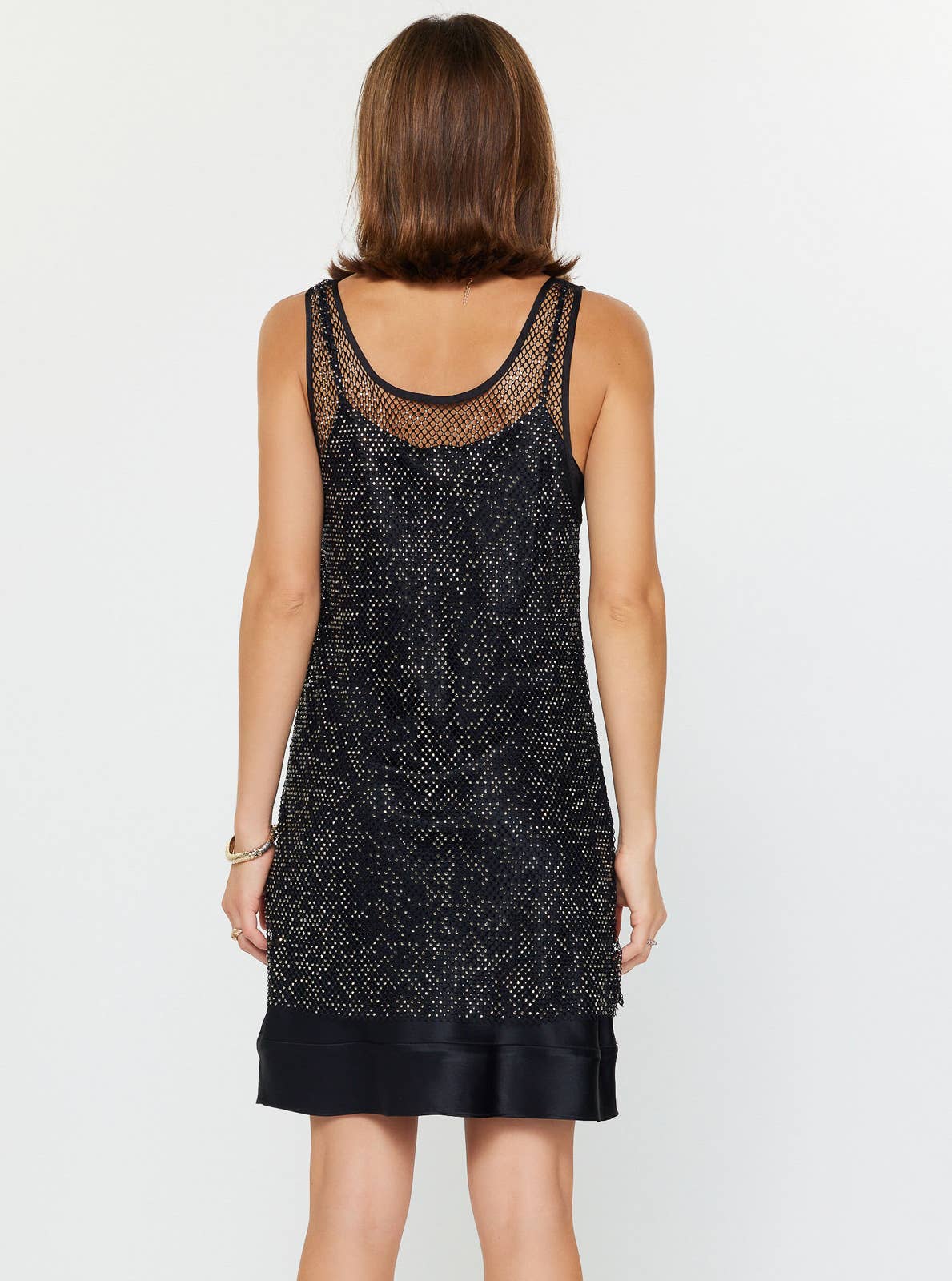 Current Air - Rhinestone Sleeveless Cami Dress: Black