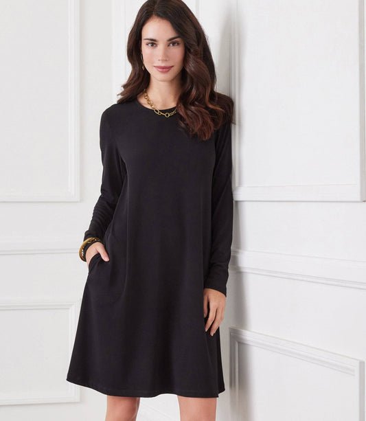 Karen Kane - Long Sleeve Travel Jersey Dress in Black