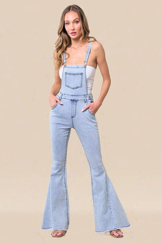 WISTERIA LANE - BELLBOTTOM DENIM OVERALLS