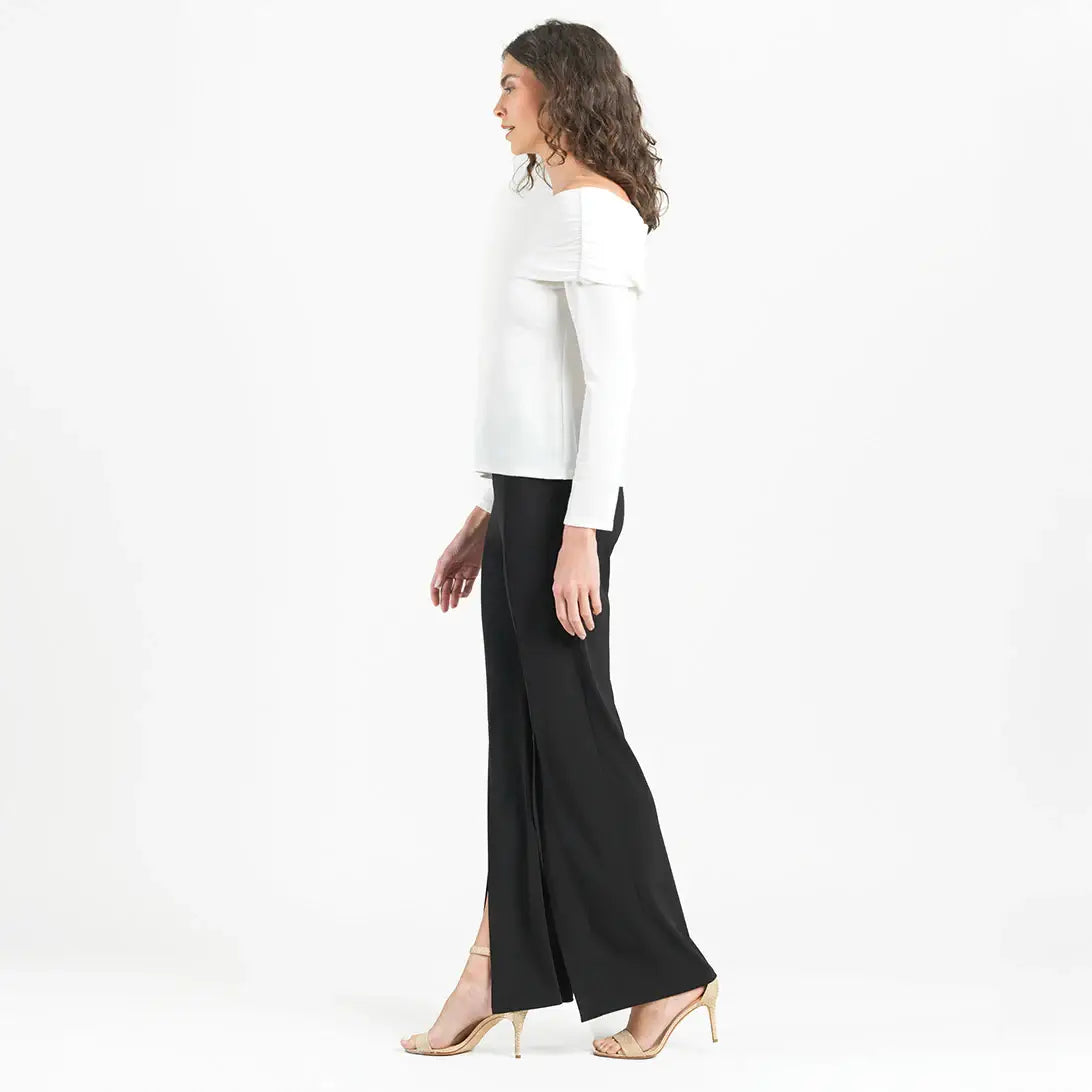 Clara Sunwoo - Ultra Cozy - Ruched Off-Shoulder Sweater Top: Ivory