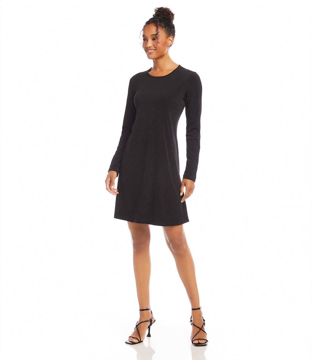 Karen Kane - Long Sleeve Travel Jersey Dress in Black