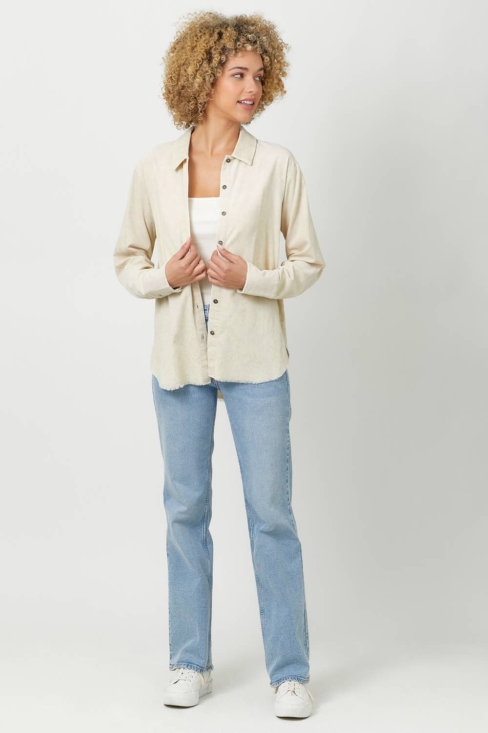 Washed Corduroy Shirt in Oatmeal