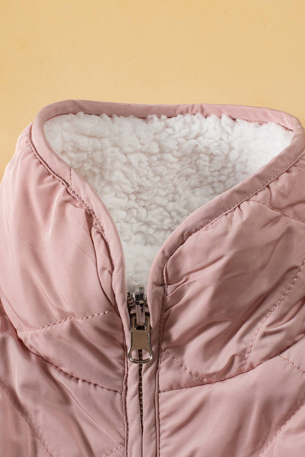 Lillian Fleece Lined Quilted Vest: Pink