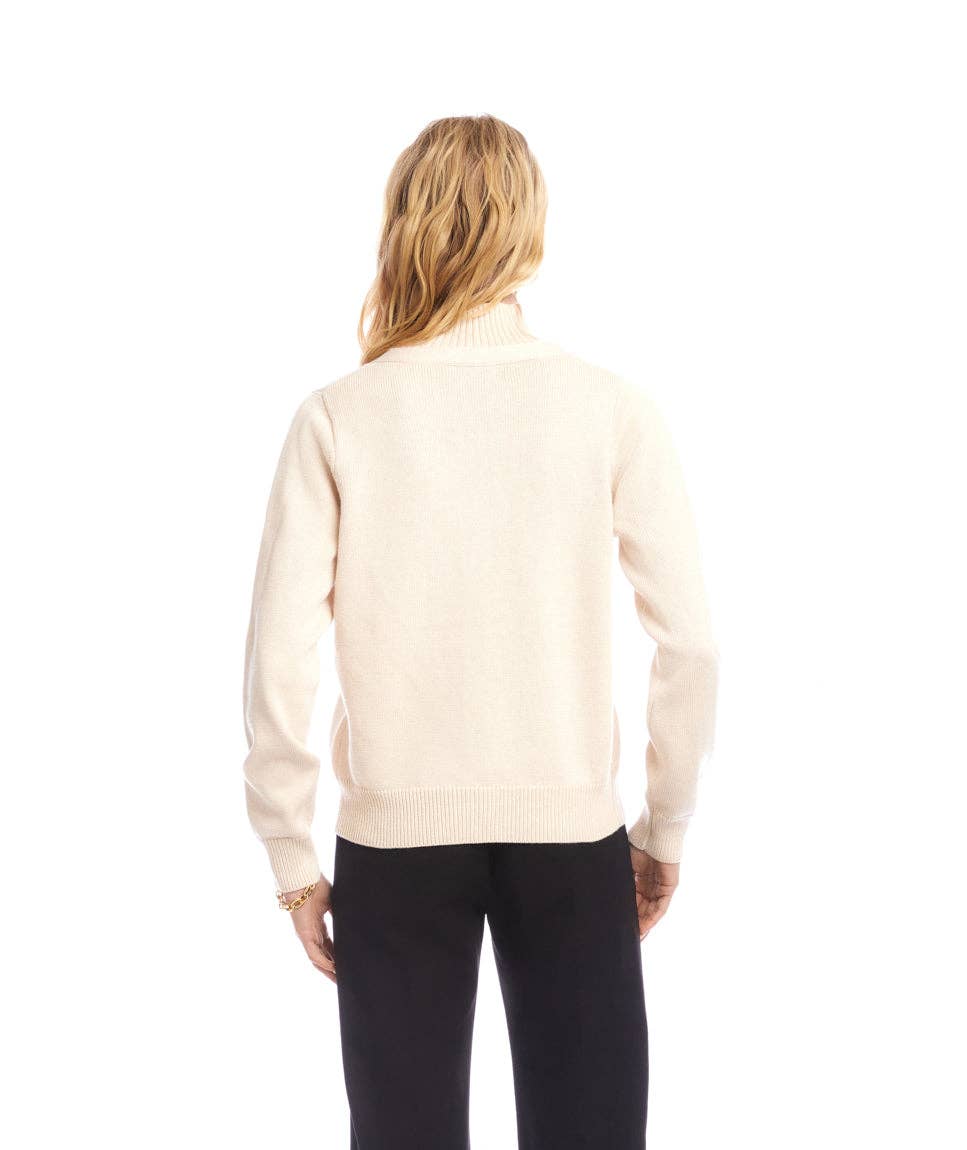 Karen Kane - V-Neck Cardigan Sweater: Ecru