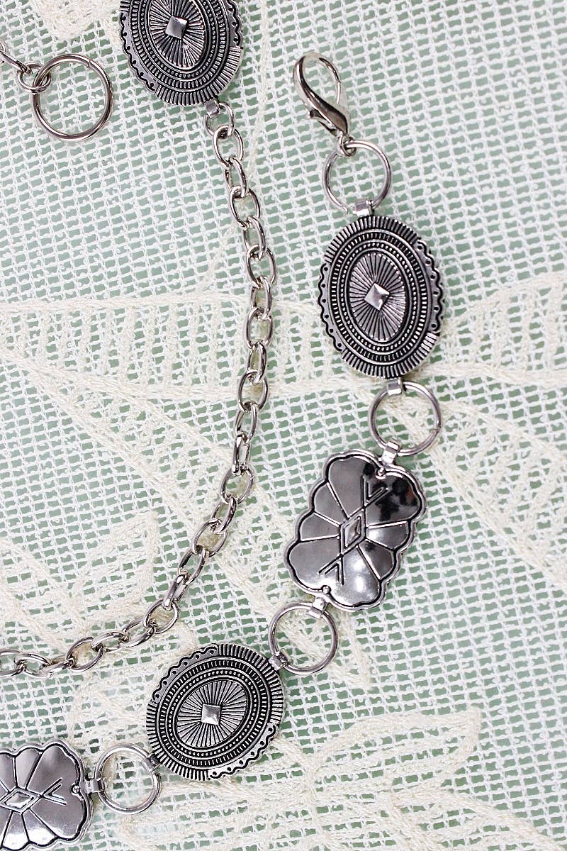 Leto Accessories - Vintage Geometric Western Chain Belt – Timeless Cowboy Chic: Bronze