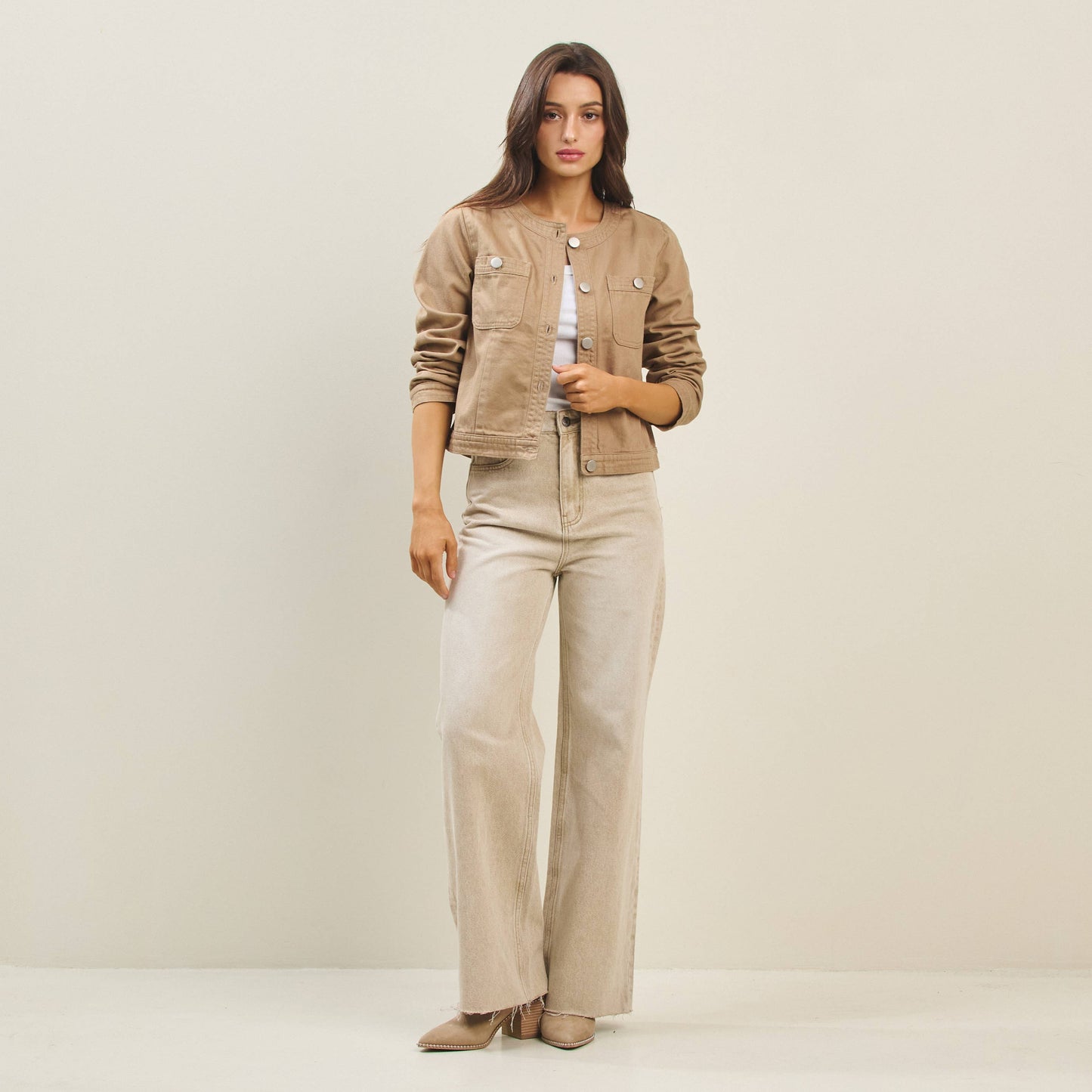 Able - Colored denim twill jacket: OLIVE