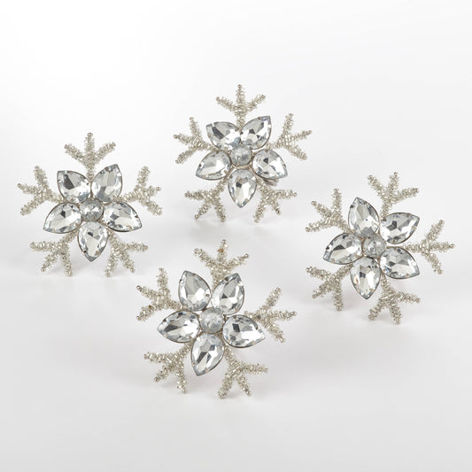 Saro Lifestyle - Snowflake Design Napkin Ring: Silver