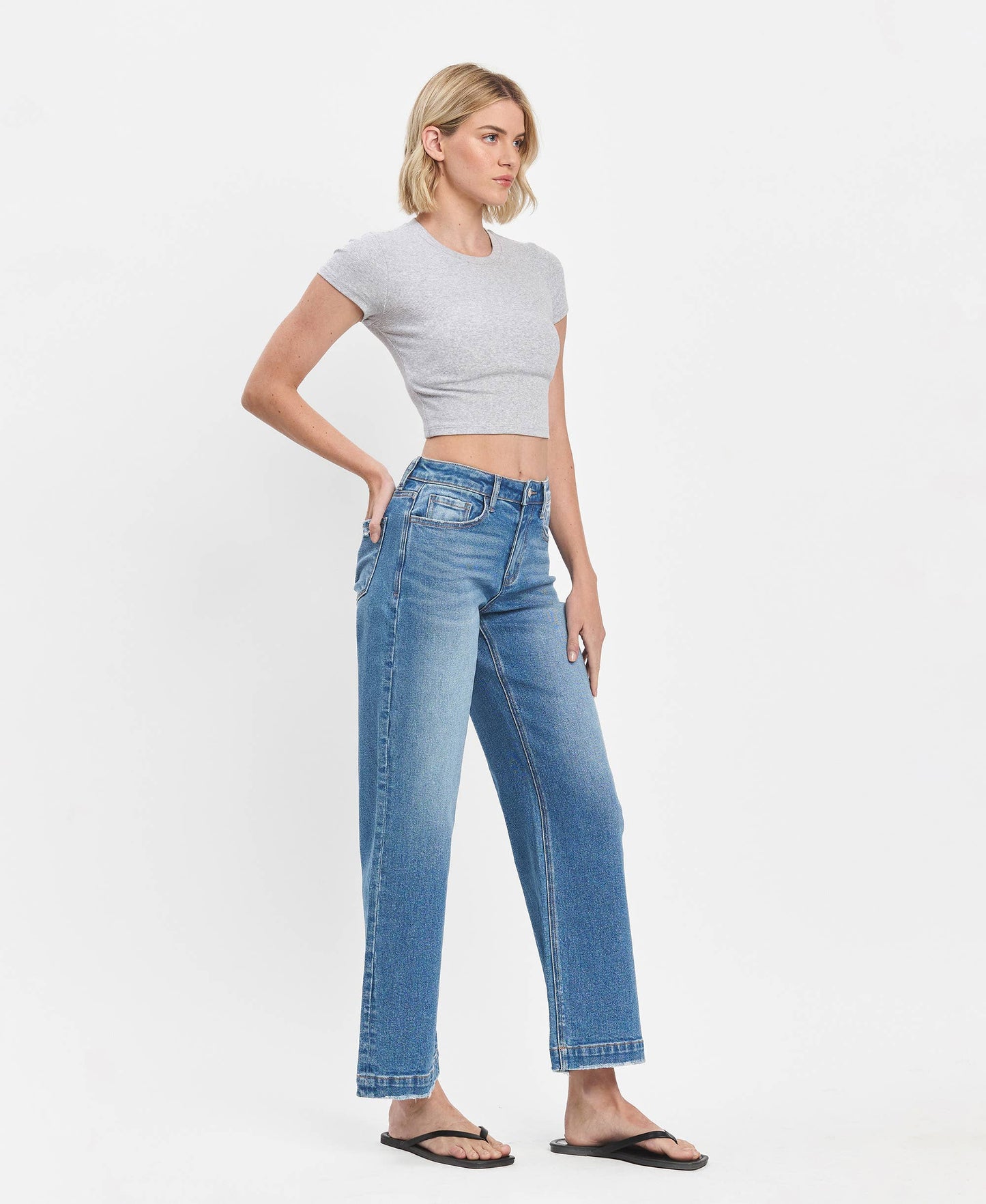 Lovervet by VERVET - HIGH RISE TROUSER WIDE JEANS IMPROVE