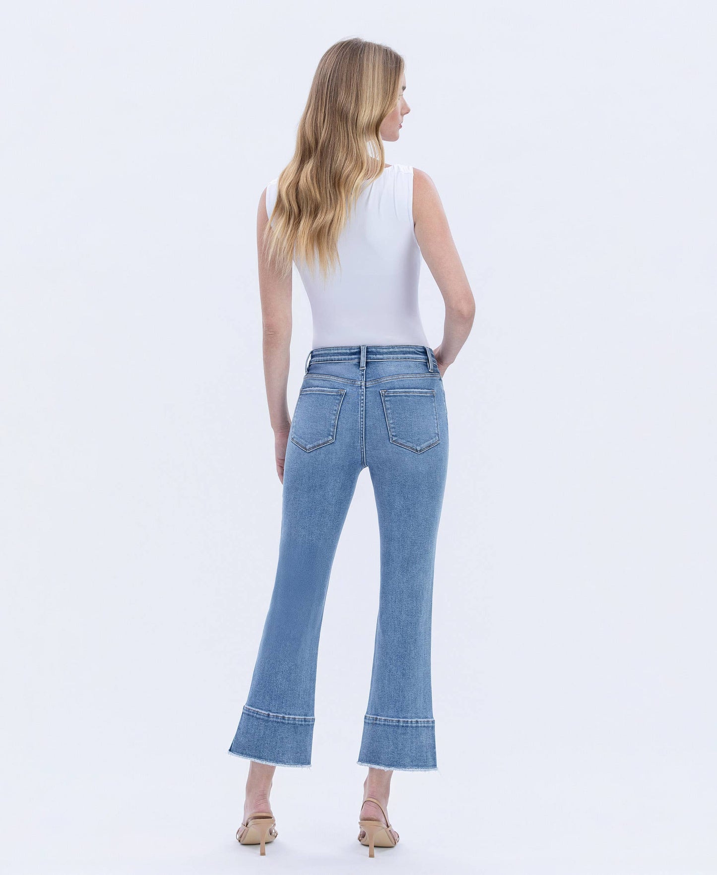 FLYING MONKEY - HIGH RISE TROUSER SLIT HEM KICK FLARE JEANS URBANE