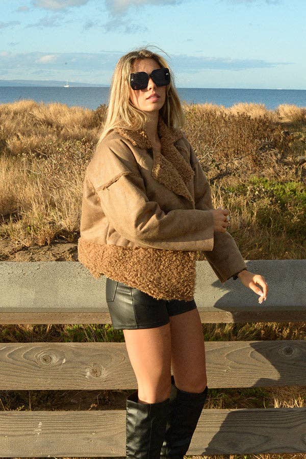 Ambiente - FAUX FUR SHEARLING JACKET ONE SIZE / CAMEL
