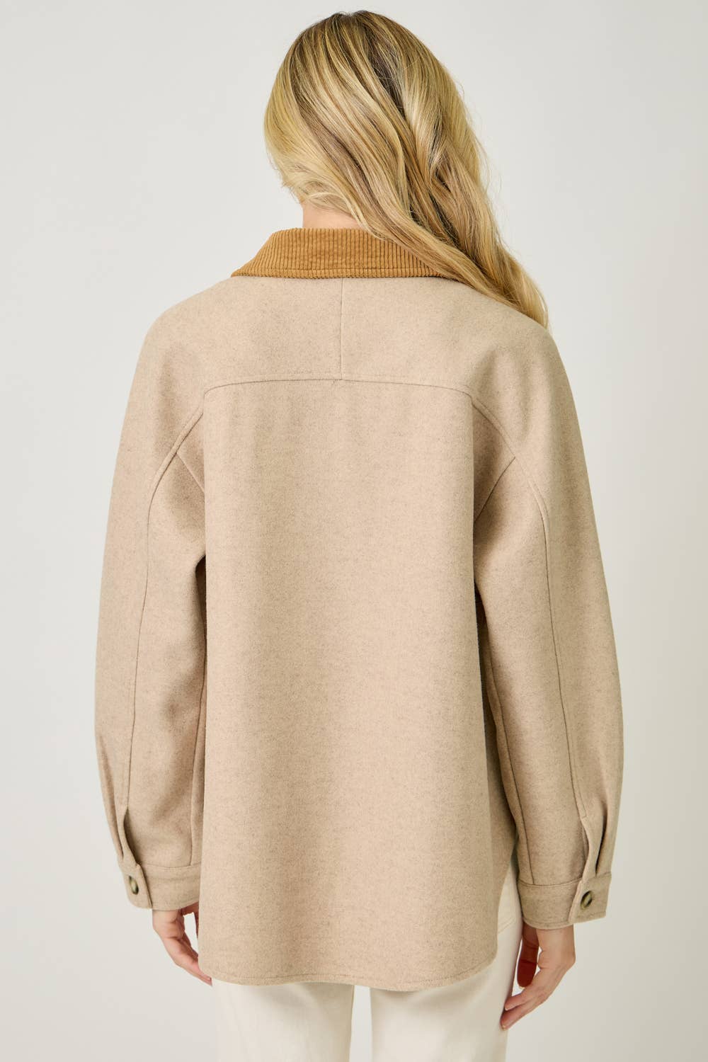 Mystree - Button Down Shirt Jacket: Milk Tea